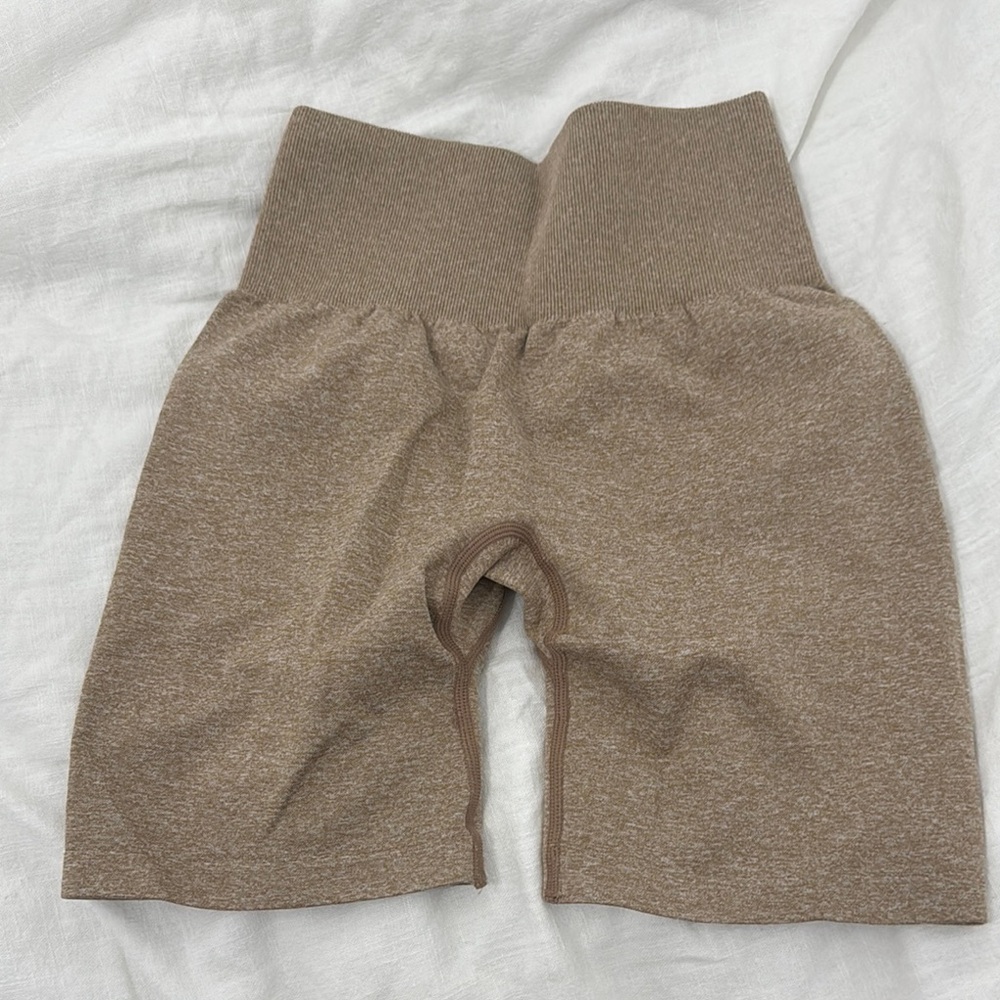NVGTN Tan High-Waisted Seamless Shorts